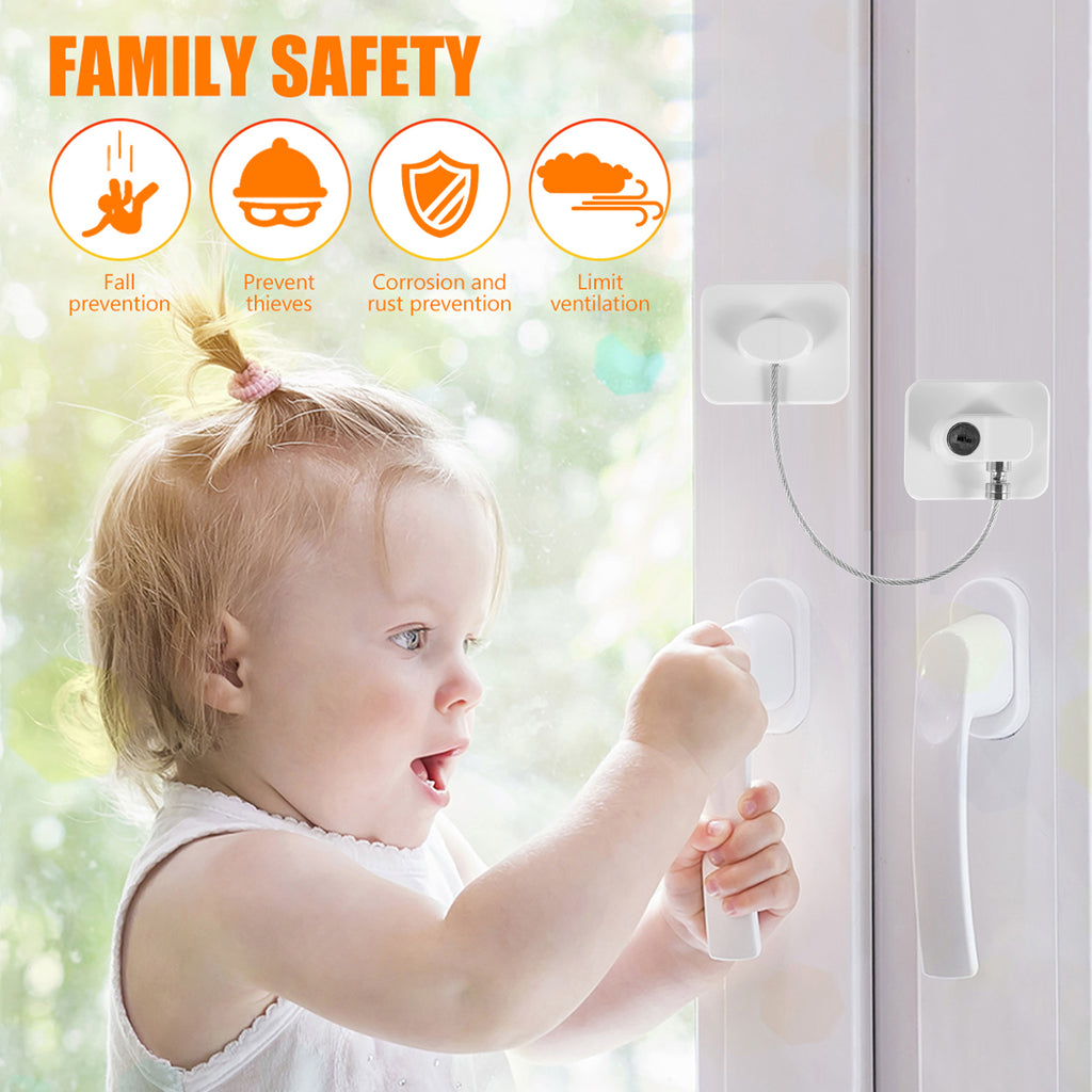 4Pcs Window Restrictor Sturdy Door Restrictor Lock Window Safety Lock Durable Childproof Security Lock with Key Baby Window Lock