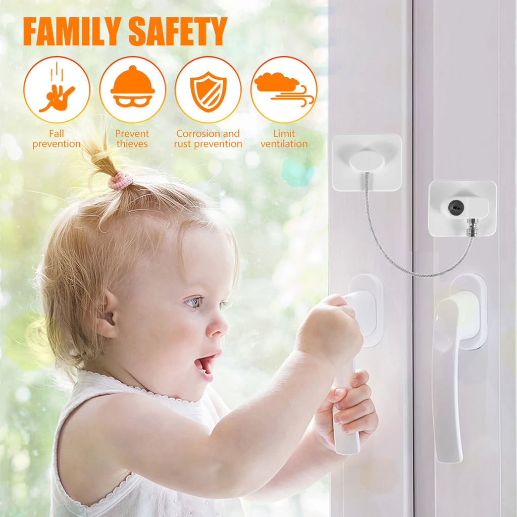 4Pcs Window Restrictor Sturdy Door Restrictor Lock Window Safety Lock Durable Childproof Security Lock with Key Baby Window Lock