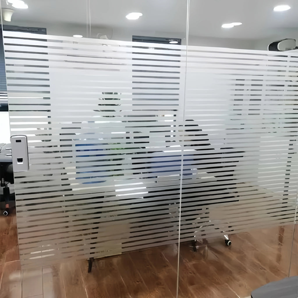 Horizontal Stripesd Glass Window Film Privacy Frosted Glass Window Sticker Translucent Opaque Sticker Suitable for Kitchen Offices and Other Scenes