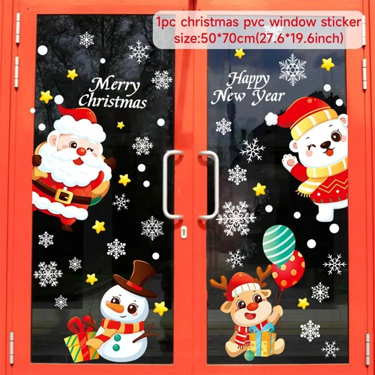 Christmas Window Stickers Christmas Wall Sticker Room Wall Decals Merry Christmas Decors 2024 For Home New Year Stickers 2025
