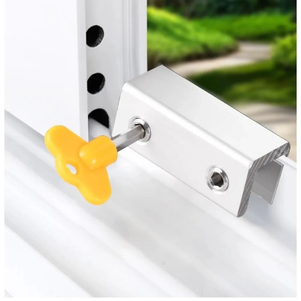 2 PCS Window Lock Buckle Fixed Alloy Non Perforated Window Lock Buckle Child Protection Safety Anti Pinch Anti-theft Lock Buckle