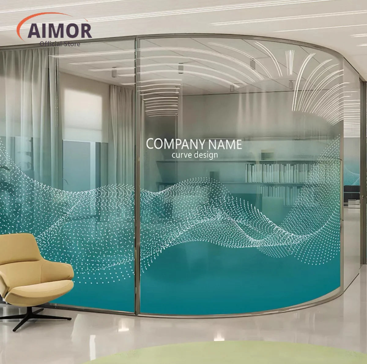 AIMOR Sticker Self-adhesive Customized Printing LOGO Decoration Office Use Translucency Semi-privacy Gradient Window Glass Film