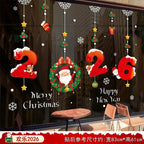 1pc 2026 Christmas Window Stickers Santa Claus Snowflake Pattern Christmas Decal New Year Gift Xmas Party Decorations Navidad