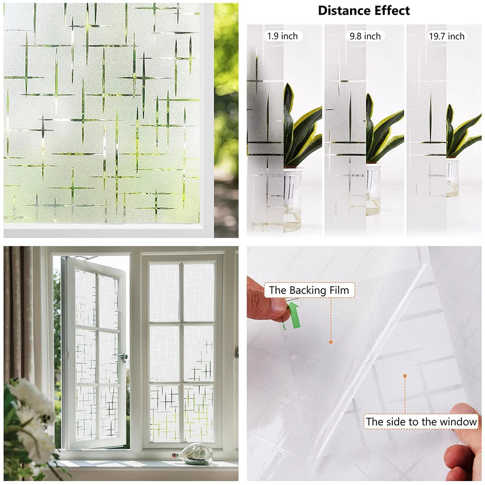 Window Privacy Film Rainbow 3D Decorative Glass Vinyl Stained Glass Decals Static Cling Window Sticker Non-Adhesive Films