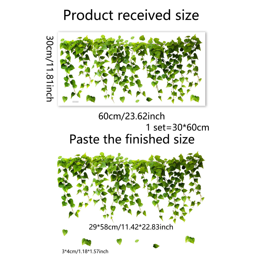 Green Fresh Vine Leaf PVC Night Light Sticker Double Sided Window Glass home wall Decoration sticker Electrostatic Cling DJ3082