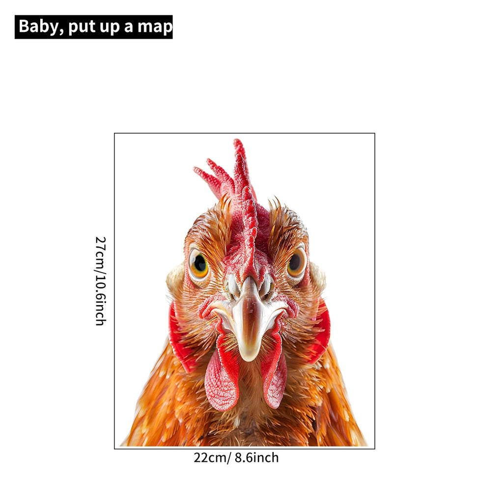 1PC Creative Stickers Funny Chicken HeadsCartoon Animals Window Stickers Glass Stickers Decorative Wall Stickers