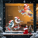 1Set Christmas Bird and Tree Branch Window Static Stickers Waterproof Suitable for Home Kitchen Office Festive Christmas Decors