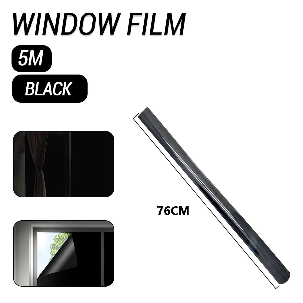76/90cm Blackout Window Film Privacy: 100% Total Light Blocking Self-Adhesive Black Window Film for Glass Window for Baby Nurser