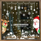 Christmas Window Stickers Set Santa Elk Snowflake Glass Cling Sticker Xmas Decor