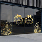 Christmas Sticker Gold PVC Double-sided Printed Static Window Sticker Family Glass Decorative Christmas Atmosphere Sticker