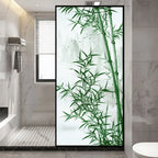 Privacy Glass Window Film Bamboo Pattern Frosted Glass Door Film Sun Blocking Glue-Free Static Adhesive Glass Window Stickers