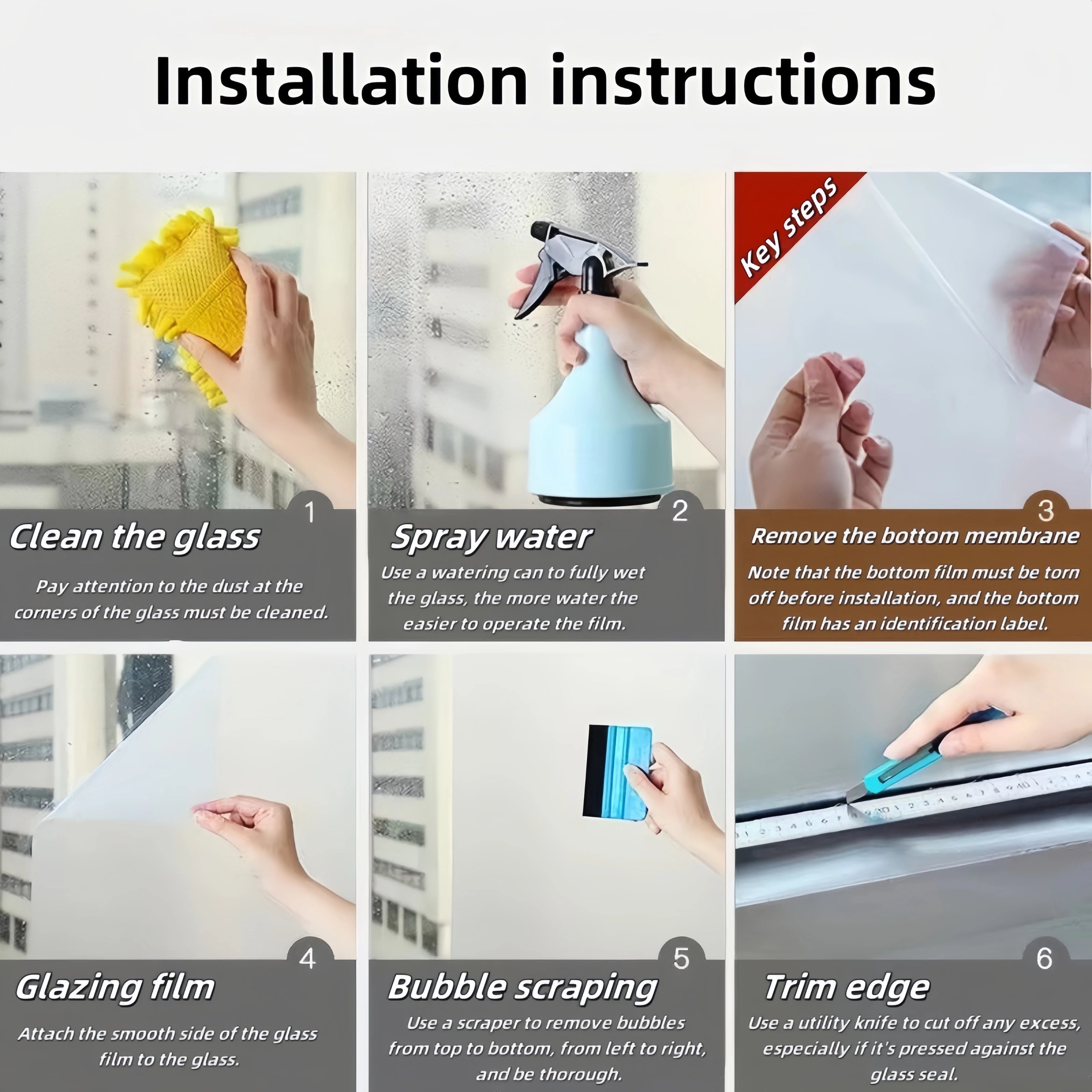 Horizontal Stripesd Glass Window Film Privacy Frosted Glass Window Sticker Translucent Opaque Sticker Suitable for Kitchen Offices and Other Scenes