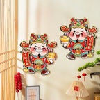 1Pair Horse Year Wall Stickers Cartoon Zodiac Horse Door Window Decorative Stickers Spring Festival Couplet Home Supplies