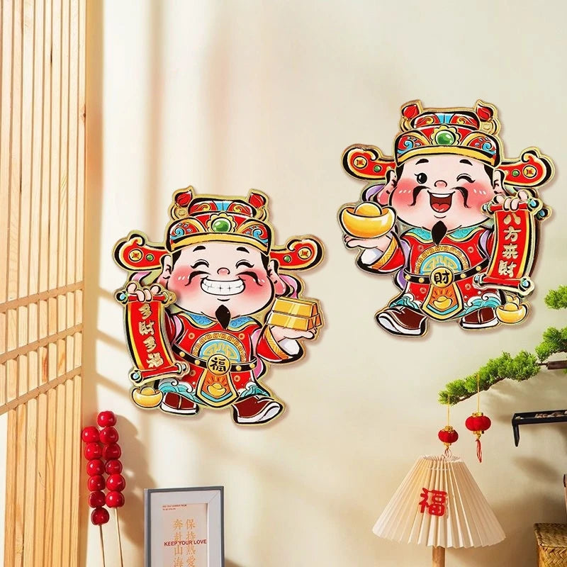 1Pair Horse Year Wall Stickers Cartoon Zodiac Horse Door Window Decorative Stickers Spring Festival Couplet Home Supplies