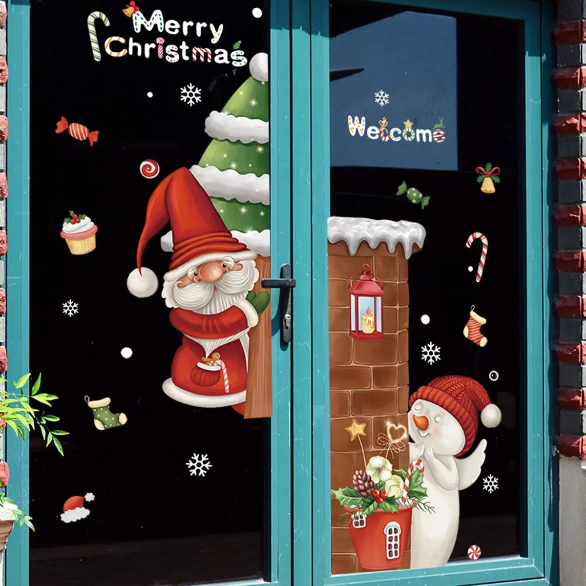 Christmas Window Stickers Christmas Wall Sticker Room Wall Decals Merry Christmas Decors 2024 For Home New Year Stickers 2025