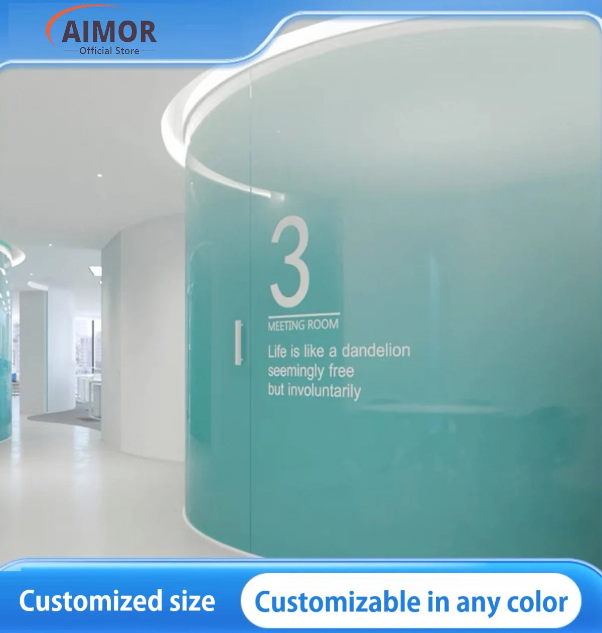 AIMOR Sticker Self-adhesive Customized Printing LOGO Decoration Office Use Translucency Semi-privacy Gradient Window Glass Film